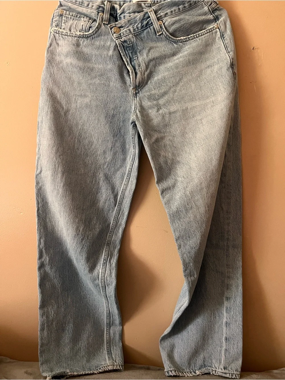 Agolde criss cross High-Rise Straight jeans distressed ripped mother Levi’s 29